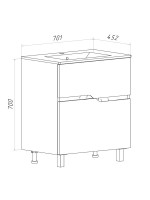 Тумба с раковиной Runo Палермо 70 напольная, глянцевая белая