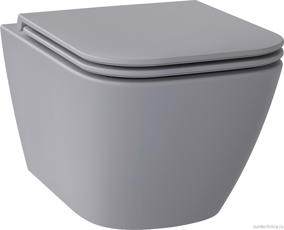 Унитаз подвесной Wellsee Pure BY Wellsee 182605001 безободковый, с микролифтом, матовый серый