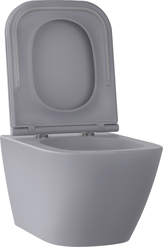 Унитаз подвесной Wellsee Pure BY Wellsee 182605001 безободковый, с микролифтом, матовый серый