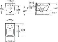 Унитаз подвесной Wellsee Pure BY Wellsee 182605001 безободковый, с микролифтом, матовый серый