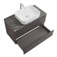 Тумба под раковину со столешницей BelBagno Kraft 80 подвесная, матовая темно-серая, столешница kep-80-grn