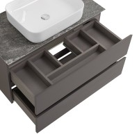 Тумба под раковину со столешницей BelBagno Kraft 80 подвесная, матовая темно-серая, столешница kep-80-grn