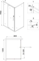 Душевой уголок Niagara Nova NG-0220-08 BLACK 120x80, прямоугольный, черный
