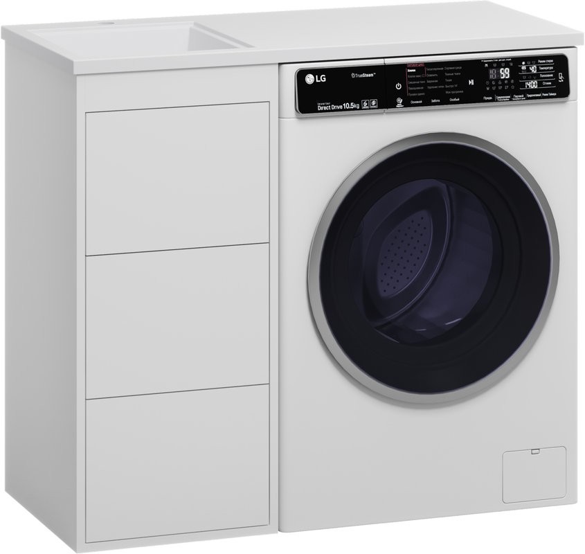 Тумба с раковиной Brevita Grafit 40 L, под стиральную машину, раковина Гавана