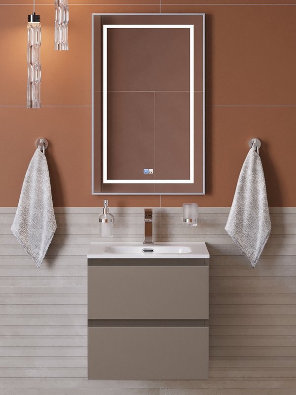 Мебель для ванной комнаты BelBagno Kraft 39 50 подвесная, матовая бежевая, раковина bb500/390etl