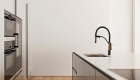 Смеситель для кухни Lemark Bronx LM3761BLR черный/золото с гибким изливом