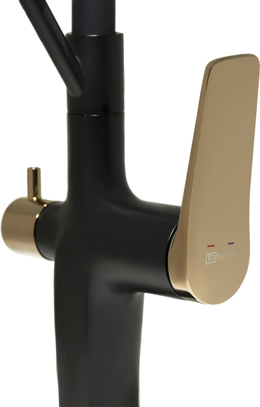 Смеситель для кухни Lemark Bronx LM3761BLR черный/золото с гибким изливом