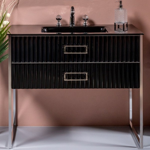 Тумба под раковину Armadi Art Monaco 100 черная, хром