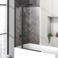 Шторка на ванну BelBagno Uno V-11-100/150-C-Nero профиль черный, стекло прозрачное