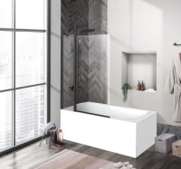 Шторка на ванну BelBagno Uno V-11-100/150-C-Nero профиль черный, стекло прозрачное