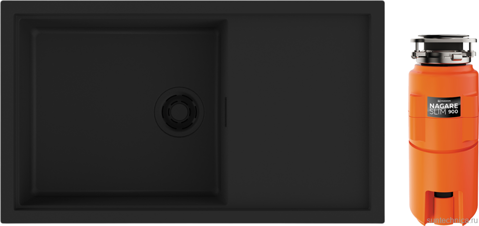 Комплект Мойка Omoikiri Sintesi 86-GB графит + Измельчитель Nagare slim 900