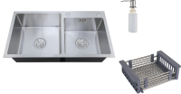 Мойка кухонная РМС MR-7843 c корзиной и дозатором, нержавеющая сталь