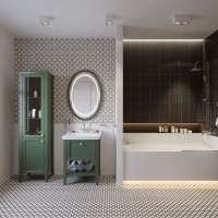 Шкаф пенал для ванной VitrA Valarte 55 ретро зеленый L