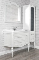 Тумба с раковиной ValenHouse Эстетика 105 АС 100, белая, подвесная, ручки хром, раковина Модерн