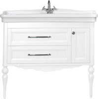 Тумба с раковиной ValenHouse Эстетика 105 АС 100, белая, подвесная, ручки хром, раковина Модерн