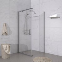 Душевой уголок Triton Терра -Графит 90х90, профиль вороненая сталь, стекло прозрачное