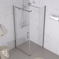 Душевой уголок Triton Терра -Графит 90х90, профиль вороненая сталь, стекло прозрачное