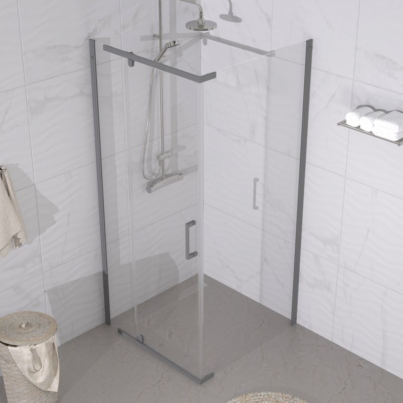 Душевой уголок Triton Терра -Графит 90х90, профиль вороненая сталь, стекло прозрачное