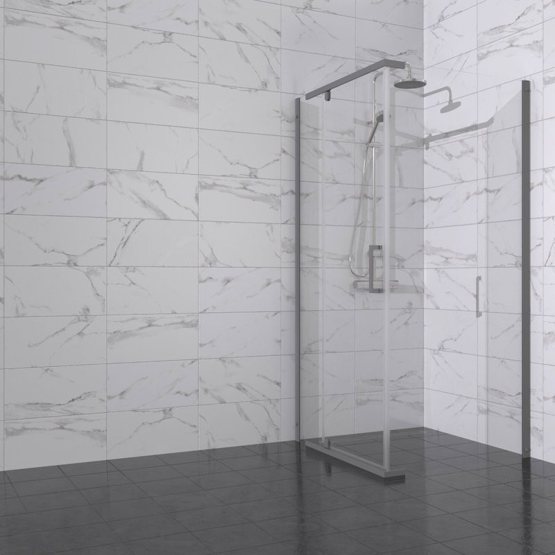 Душевой уголок Triton Терра -Графит 90х90, профиль вороненая сталь, стекло прозрачное