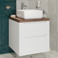 Тумба с раковиной STWORKI Берген 60 белая с темной столешницей, City 1