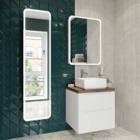 Тумба с раковиной STWORKI Берген 60 белая с темной столешницей, City 1