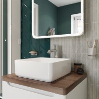Тумба с раковиной STWORKI Берген 60 белая с темной столешницей, City 1