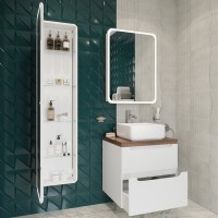 Тумба с раковиной STWORKI Берген 60 белая с темной столешницей, City 1