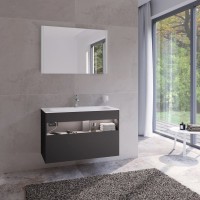 Тумба под раковину Keuco Stageline 32872 100 см, с подсветкой, розеткой и точкой зарядки USB и USB-C, вулканит