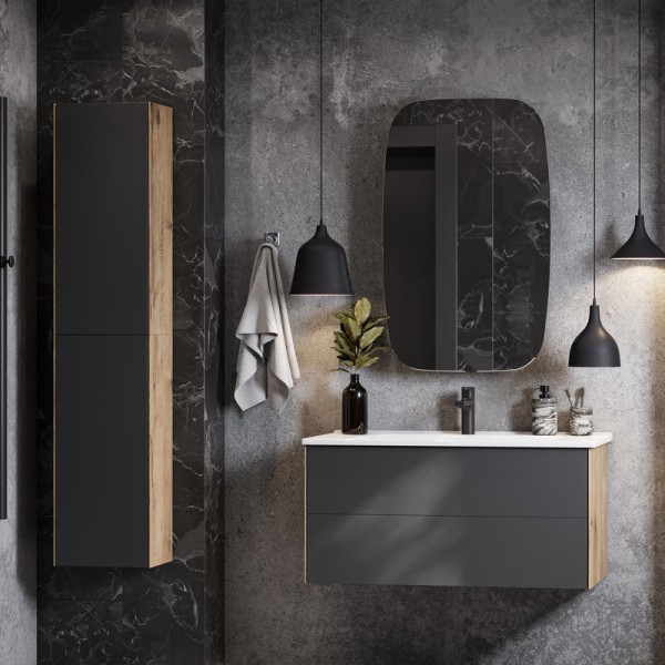 Мебель для ванной комнаты AQUATON Сохо 100 дуб веллингтон, графит софт