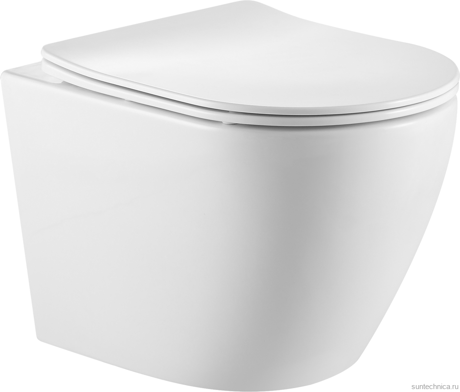 Комплект Унитаз подвесной SantiLine SL-5025 безободковый, с микролифтом, система смыва Tornado + Инсталляция SantiLine SL-01 с кнопкой смыва хром