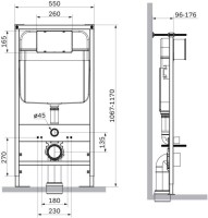 Комплект Унитаз подвесной SantiLine SL-5025 безободковый, с микролифтом, система смыва Tornado + Инсталляция SantiLine SL-01 с кнопкой смыва хром