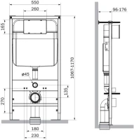 Комплект Унитаз подвесной SantiLine SL-5025 безободковый, с микролифтом, система смыва Tornado + Инсталляция SantiLine SL-01 с кнопкой смыва хром