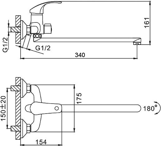 Смеситель с длинным изливом для ванны D-lin 301 D146301 хром
