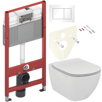 Комплект Унитаз подвесной Ideal Standard Tesi T354601 с микролифтом + Инсталляция TECE Base 9400413 4 в 1 с кнопкой смыва