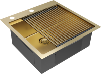 Комплект Мойка Paulmark Kroner + Pro PM705151-BG+R405-BG брашированное золото + Измельчитель Bone Crusher BC 910-AS