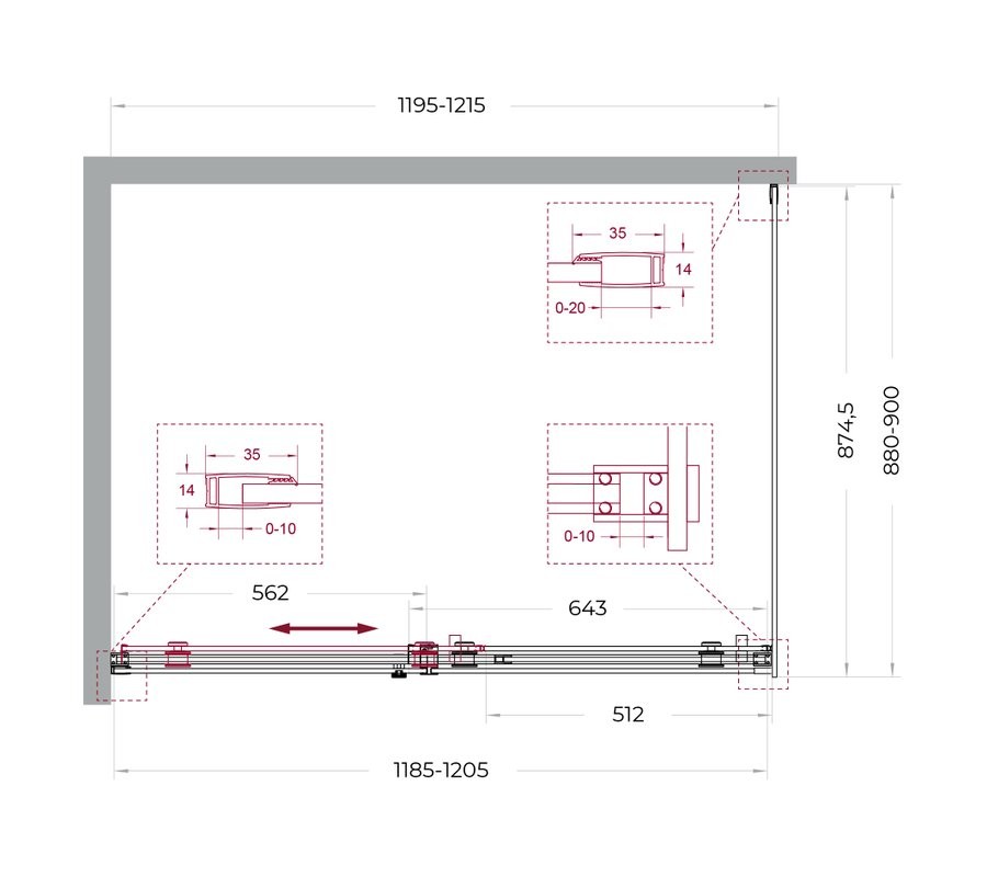 Душевой уголок BelBagno Soft Close-2 AH-1-120/90-C-Cr профиль хром