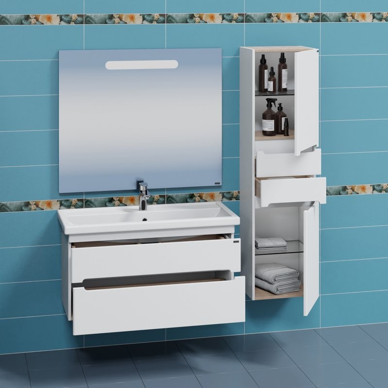 Мебель для ванной комнаты СаНта Лондон 100 подвесная, 2 ящика