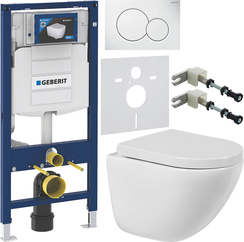 Комплект Унитаз подвесной BelBagno Amanda BB051CHR безободковый + Крышка Norma BB865SC с микролифтом + Инсталляция Geberit Duofix UP 320 111.300.00.5 + Кнопка Sigma 01 115.770.11.5 белая + Крепления 111.815.00.1 к стене + Звукоизоляция