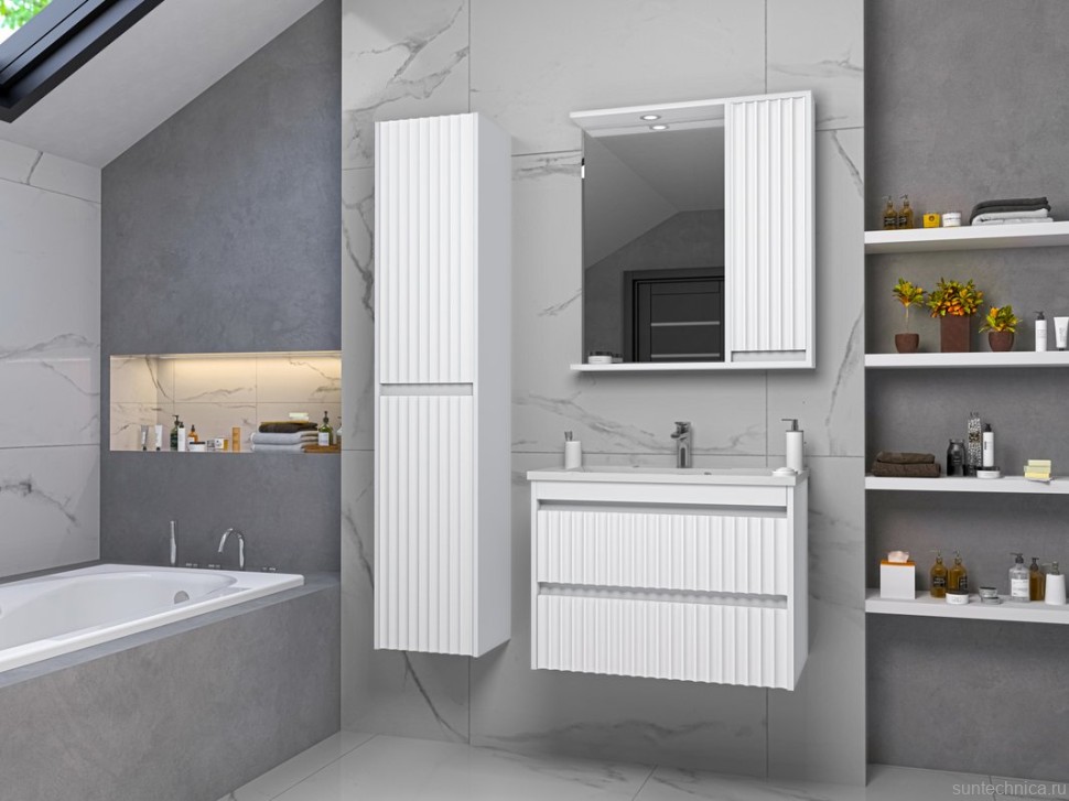 Шкаф пенал для ванной Brevita Balaton L, белый