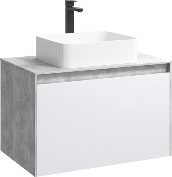 Тумба с раковиной Aqwella 5 stars Mobi 80 бетон светлый, белая
