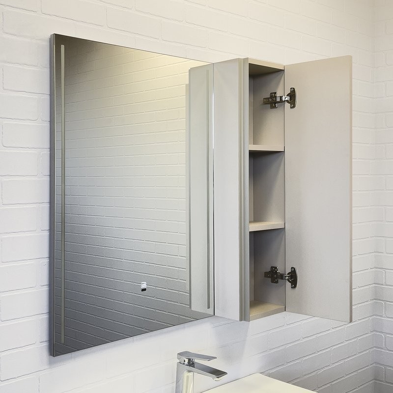 Зеркало Comforty Бильбао 80 с подсветкой, бесконтактный сенсор, серый шёлк