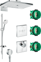 Душевой комплект Hansgrohe Rainmaker Select 460 (3 jet) 24007400 + 26631400 + 27506000 + 15735400 + 15736400