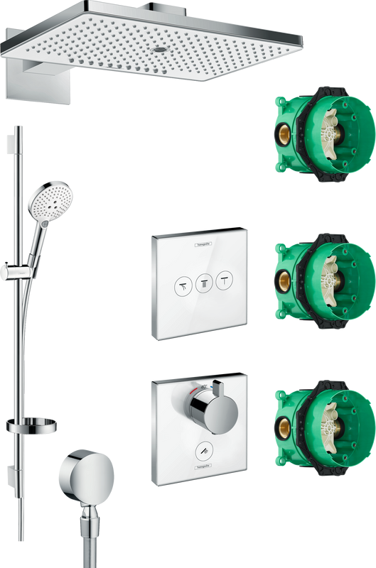Душевой комплект Hansgrohe Rainmaker Select 460 (3 jet) 24007400 + 26631400 + 27506000 + 15735400 + 15736400