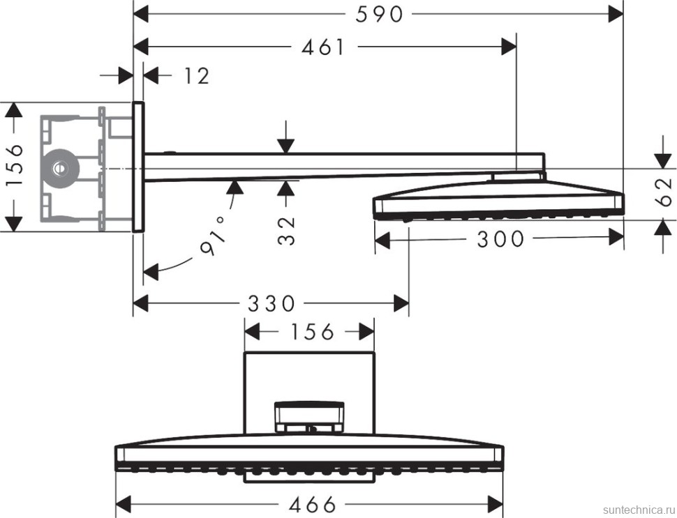 Душевой комплект Hansgrohe Rainmaker Select 460 (3 jet) 24007400 + 26631400 + 27506000 + 15735400 + 15736400