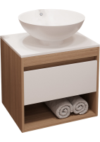 Тумба с раковиной Teymi Ritta 55 дуб эврика, матовая белая, раковина Lina kuppi D40