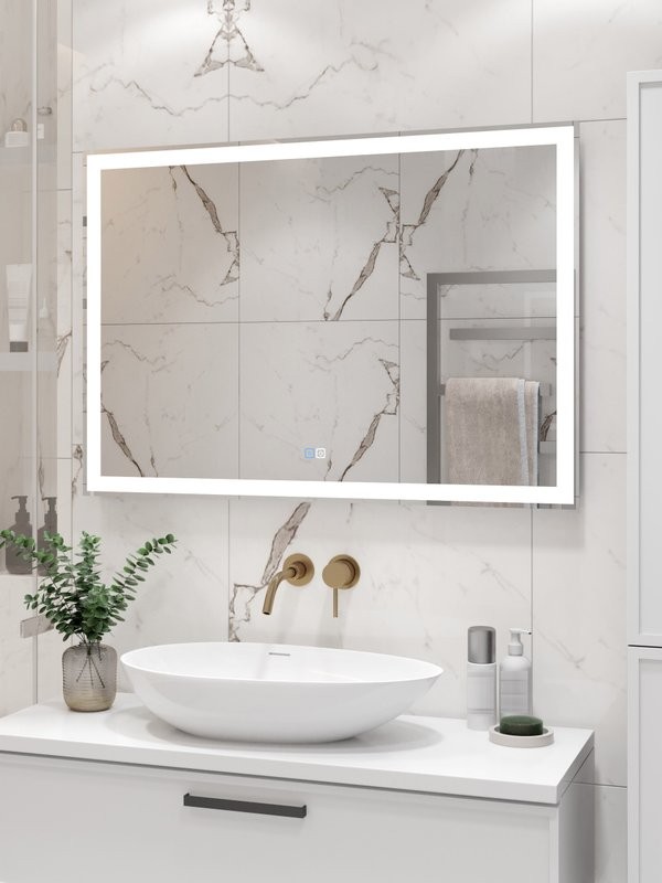 Зеркало CONTINENT Ledh Clamm 100х70 см, сенсорное, с антизапотеванием, с холодной подсветкой