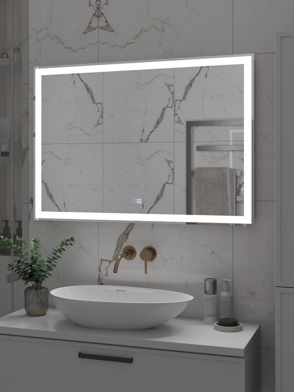 Зеркало CONTINENT Ledh Clamm 100х70 см, сенсорное, с антизапотеванием, с холодной подсветкой