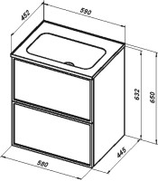 Тумба с раковиной Aquanet Арт 60 подвесная, белая матовая
