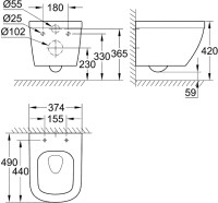 Комплект Унитаз подвесной Grohe Euro Ceramic 39206000 компактный + Крышка 39330001 с микролифтом + Инсталляция TECE Base 9400413 4 в 1 с кнопкой смыва