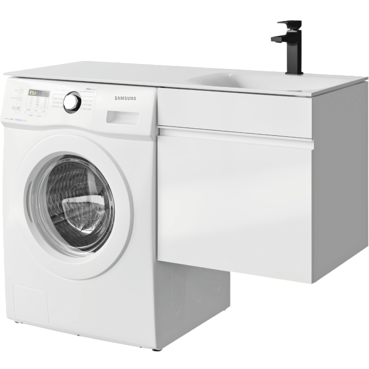 Тумба под раковину без столешницы Aqwella Duet 53 подвесная, под стиральную машину, белая